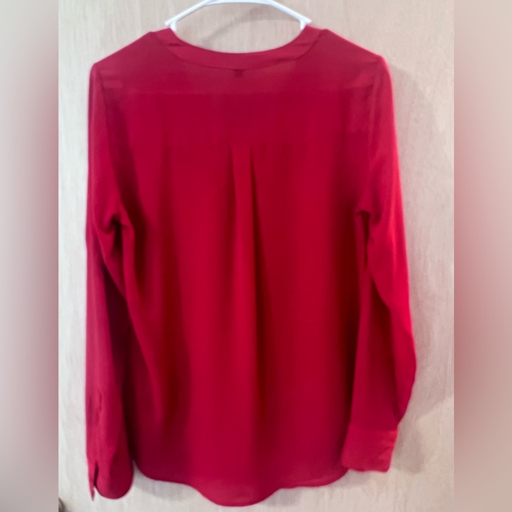 Express 3/4 Button Down Blouse Red - image 4